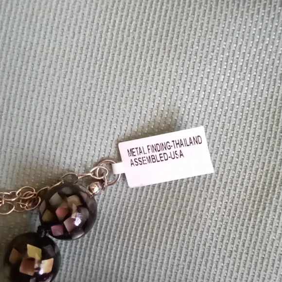 DALLAS PRINCE BLACK MOTHER OF PEARL TILE NECKLACE - Picture 8 of 10